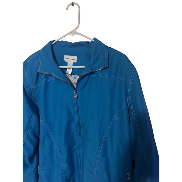 Alfred Dunner blue zip front size L jacket with flower zipper pulls - Picture 6 of 6